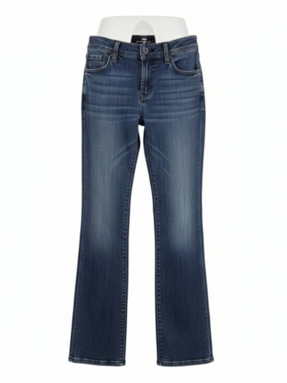 7 For All Mankind Rocker SZ 28 Bootcut Leg Med Wash Blue Denim Jeans Low Rise
